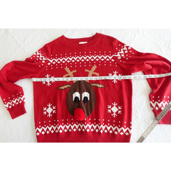 H & M Red Ugly Christmas Sweater / Reindeer / size M - Picture 5 of 6